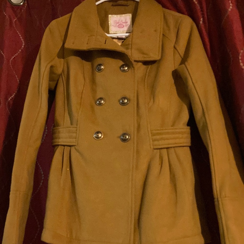 Pink envelope brown jacket